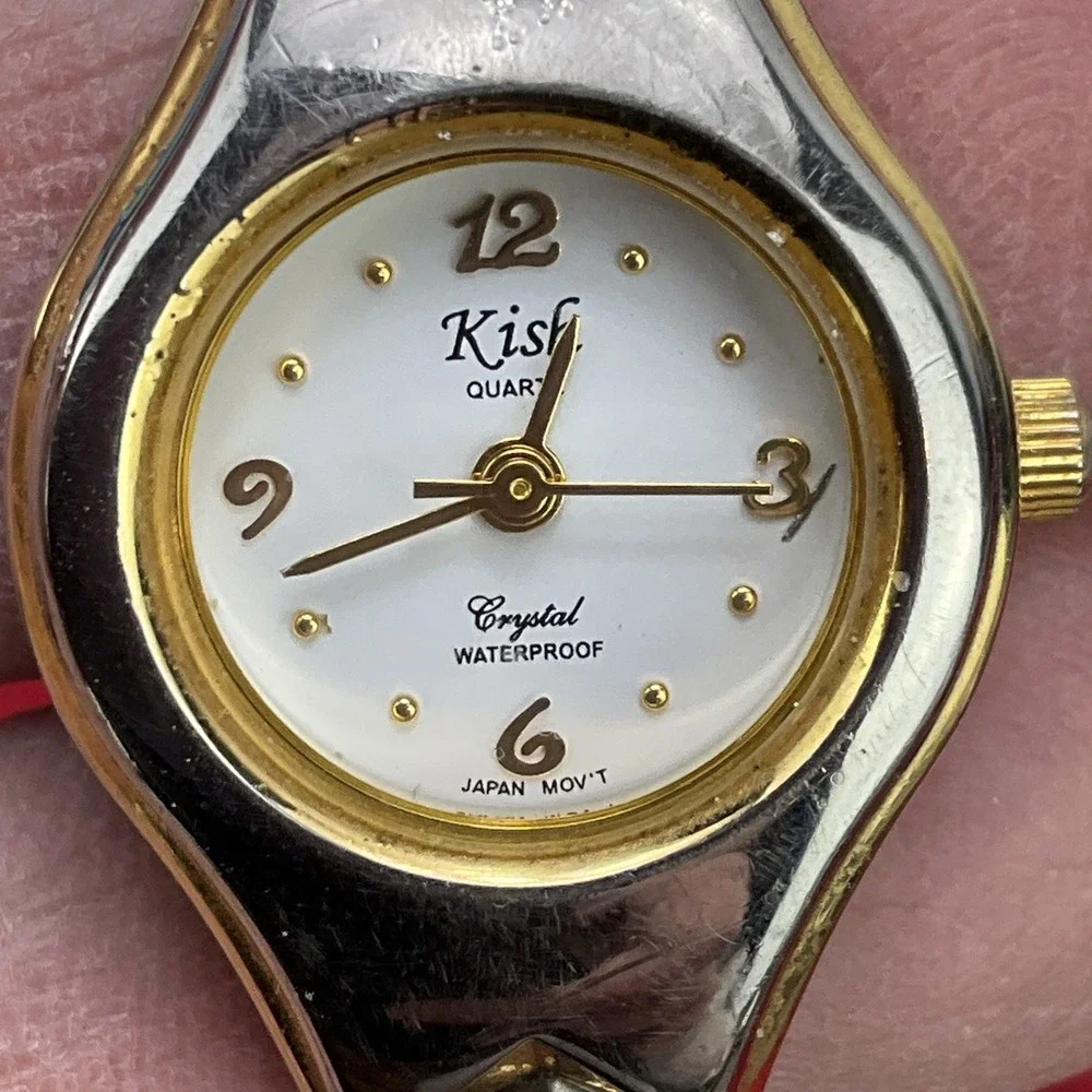 Kish Womens‎ Crystal Watch GoldTone Bracelet Quartz Waterproof New Battery
